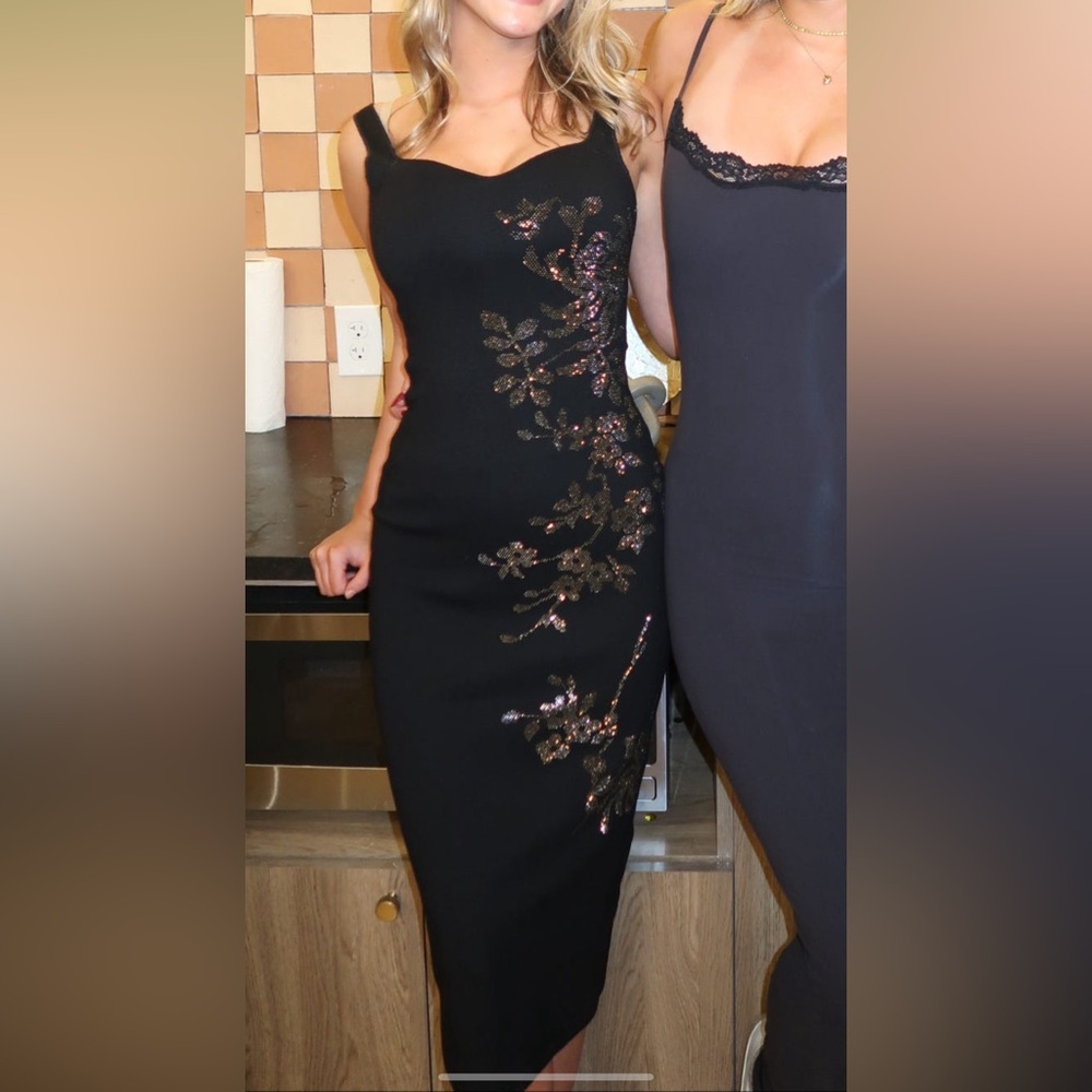 Zara Black Dress with Silver Floral Accents